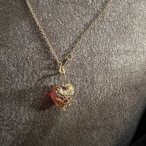 Vintage Murano glass red heart pendant necklace